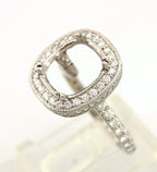 Platinum 10x8mm cushion halo 1ctw diamond engagement ring semi mount sz 5 NEW