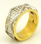 Platinum 18k yellow gold 1.75ctw round & baguette diamond ring band sz 5 10.42g