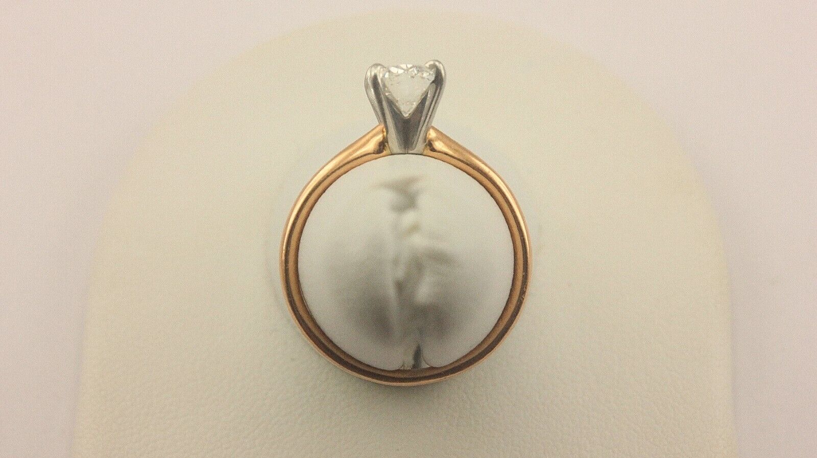 14k pink gold platinum head solitaire engagement ring sz5.5 1.02ct oval SI1 F