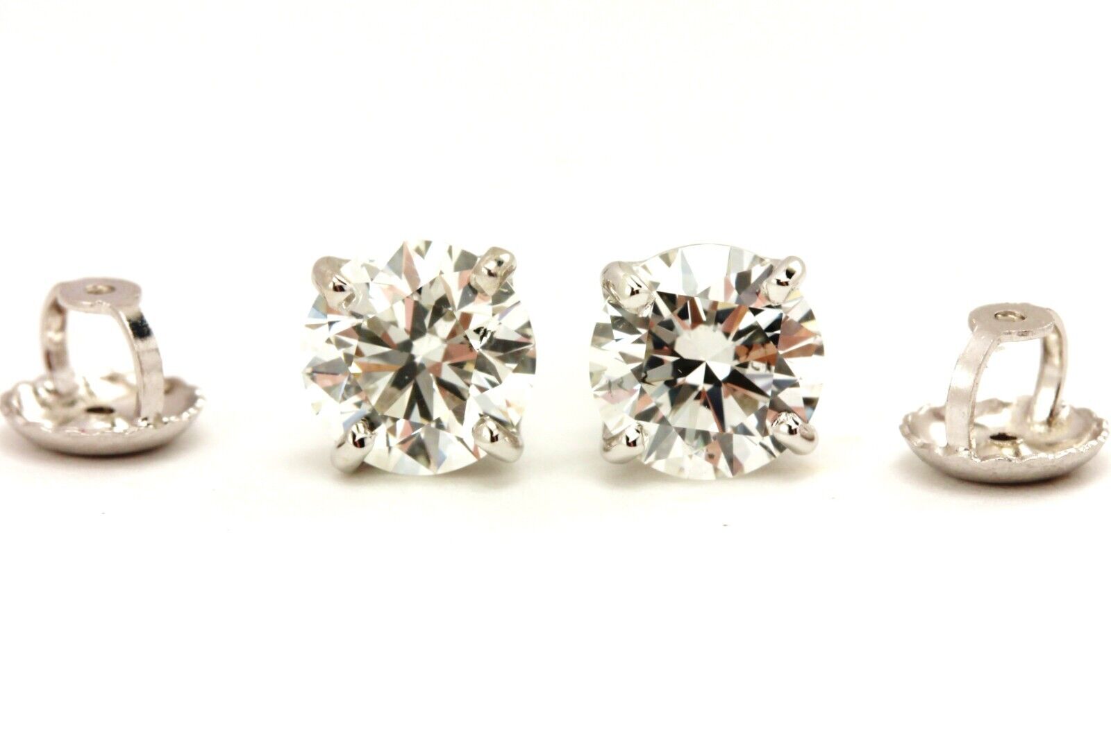 14k white gold GIA 1.62ctw natural diamond stud earrings screw back 1.2g