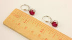 14k white gold 5.44ctw 8mm lab-created ruby lever back drop earrings 2.76Grams