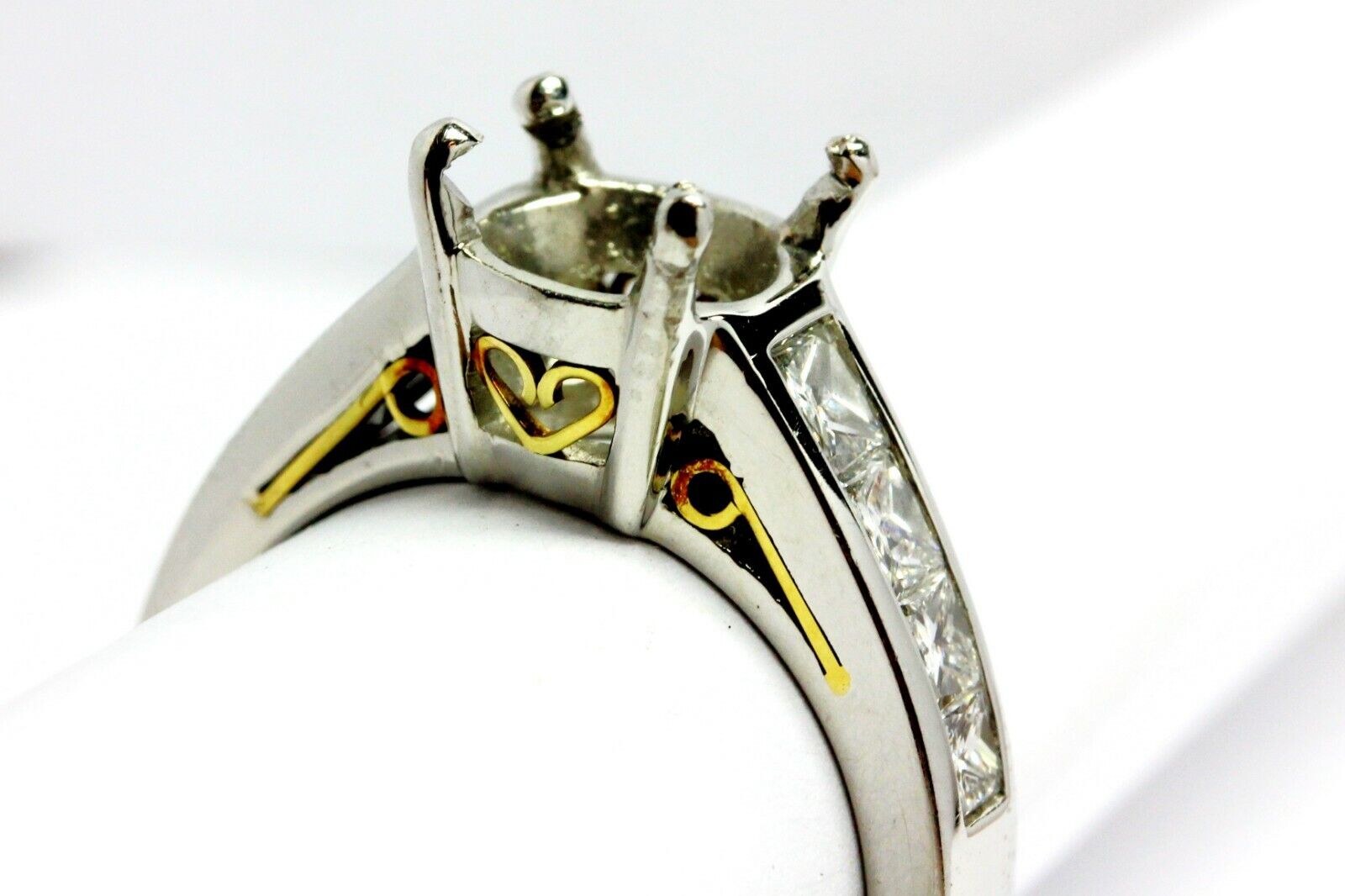 PLATINUM 2 CT ROUND DIAMOND PRINCESS CHANNEL ENGAGEMENT RING 18K GOLD SEMI MOUNT