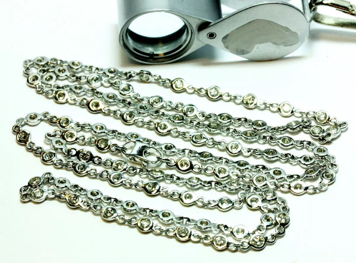 14k white gold 32 inch 4mm 5.43ctw round diamond by yard necklace new 12.15dwt