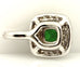 14k white gold green Tsavorite garnet cushion diamond double halo pendant NEW