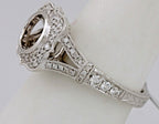 14k white gold bezel set bridal halo setting engagement ring MARS 4.7g sz 6.5