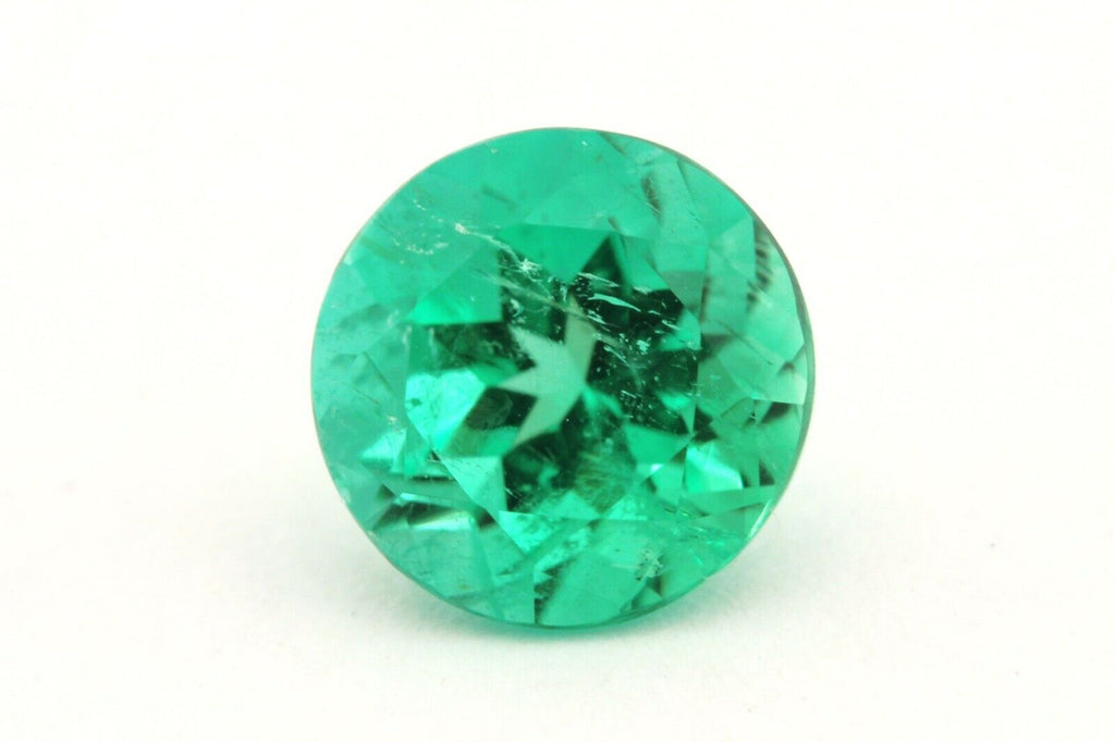 Natural loose green Afghan Emerald round brilliant 1.03ct NEW 6.40-6.48x4.80mm