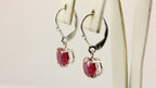 14k white gold 5.44ctw 8mm lab-created ruby lever back drop earrings 2.76Grams