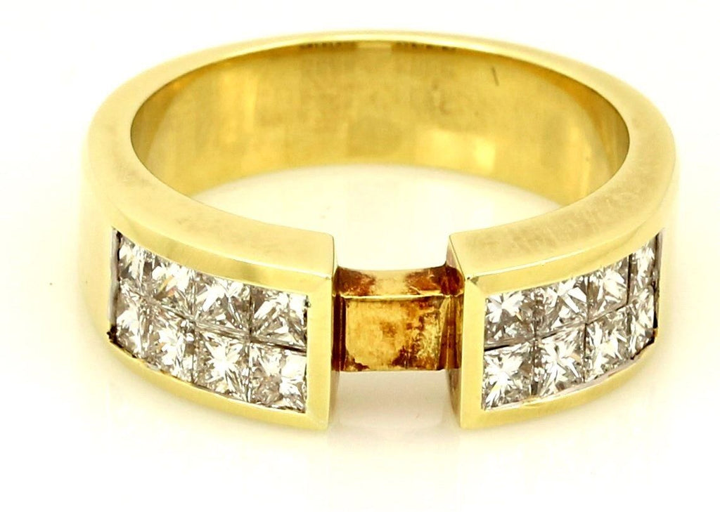 18k yellow gold engagement ring semimount 1.25ctw princess diamonds size 7 8.90g
