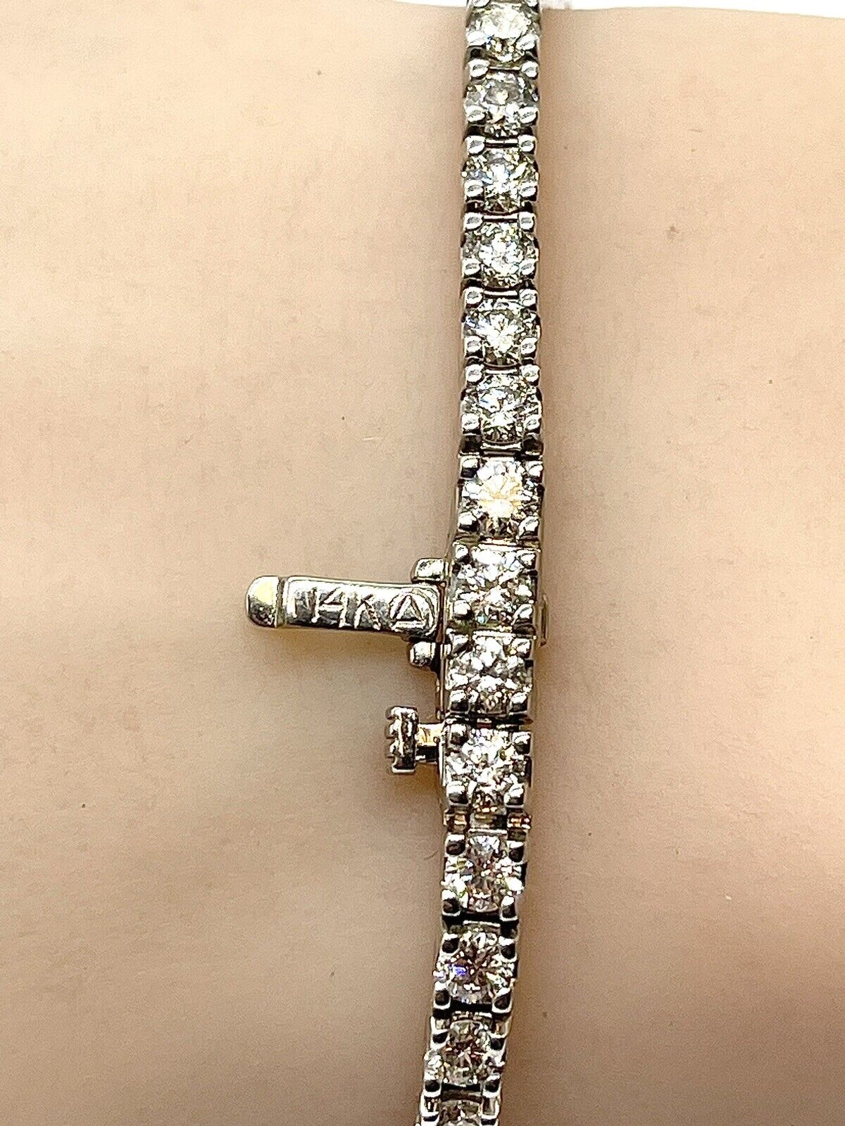 14k white gold 5.27ctw natural diamond tennis bracelet 7inch length 17 grams new