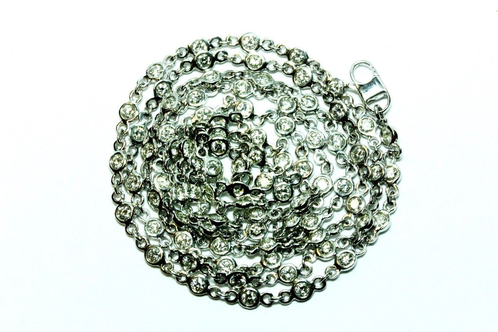 14k white gold 32 inch 4mm 5.43ctw round diamond by yard necklace new 12.15dwt