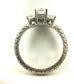14k white gold three 3 stone radiant diamond engagement ring engraved estate GIA