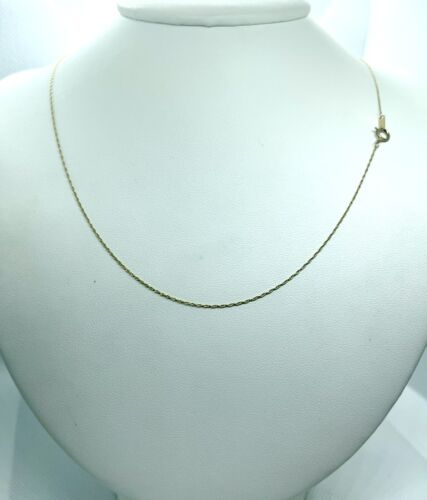 10k yellow gold thin rope chain necklace spring ring 19 inch 0.8mm 0.7g estate