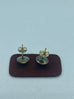 14k yellow gold engraved stud earrings 8mm diamond cut 0.9g vintage estate