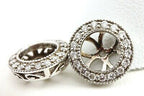 14k white gold 1ct 6-6.5mm center round diamond stud jackets scroll engraved NEW