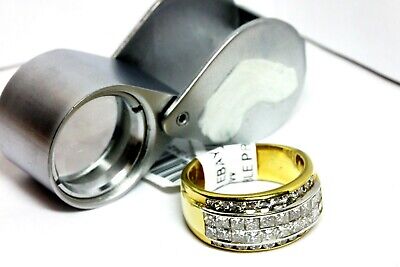 18K YELLOW GOLD 1.93 CTW PRINCESS ROUND DIAMOND WEDDING BAND RING SZ 6.5 ESTATE