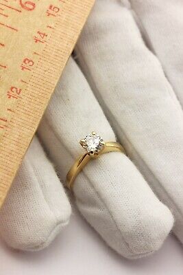 14k yellow gold 6mm round CZ cubic zirconia solitaire engagement ring 3.4g