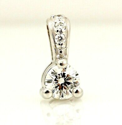 14k white gold 0.34ctw round diamond 10mm long pendant new 0.75 grams NEW