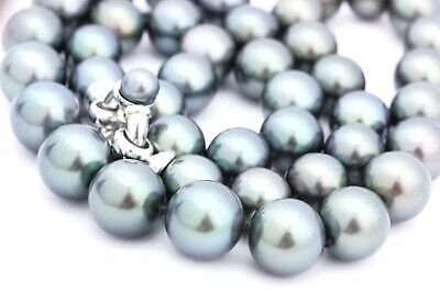 14k white gold 20 inch Tahitian cultured pearl saltwater necklace strand
