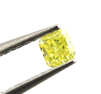 GIA natural diamond 0.10ct Fancy Intense Greenish-Yellow 2.76x2.64x1.60mm NEW