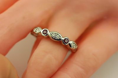 Platinum anniversary ring .17ctw round diamond .38ctw round ruby sz 7.5 custom