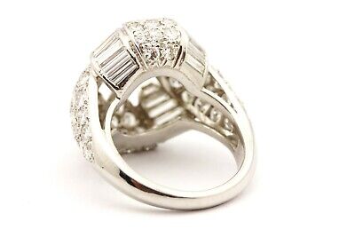 PLATINUM 1.44 CTW BAGUETTE 5.12 CTW ROUND EMERALD CUT SEMI MOUNT LOTUS RING