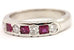 Platinum mother's ring .26ctw round diamond .33ctw pink sapphire princess NEW