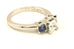 Platinum 5mm princess cut CZ natural blue sapphire three stone engagement ring