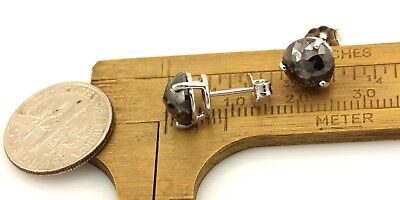 14k white gold 3.52 ctw dark brown diamond rose cut stud earrings butterfly new