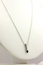 14k White Gold 0.59ctw Blue Sapphire Diamond Pendant 18" Cable Chain Necklace