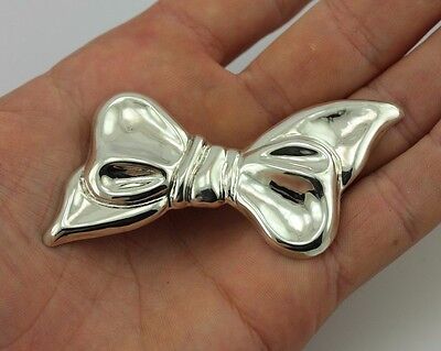 925 sterling silver bow tie ribbon brooch pin Taxco Mexico estate vintage 16.3 g