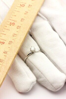 14k white gold .29ct round diamond ring solitaire band engagement estate sz 9.5