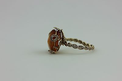 ESTATE VINTAGE WIRE WRAPPED AMBER CABOCHON RING SIZE 5.25 1.9 GRAMS HAND MADE