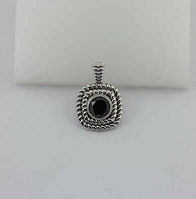 14k white gold 1.45ct round black diamond double rope bezel custom pendant new