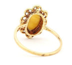 10K YELLOW GOLD 1.55 CT TIGER'S EYE QUARTZ MARQUISE FILIGREE RING VINTAGE ESTATE