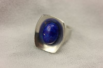 DENMARK VINTAGE JORGEN JENSEN IMITATION LAPIS PEWTER 220 RING ADJUSTABLE ESTATE