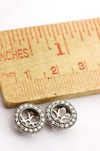 14k white gold 1ct 6-6.5mm center round diamond stud jackets scroll engraved NEW