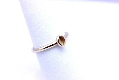 14k yellow gold 3x5mm oval bezel solitaire ring 2mm band setting size 6.75 new