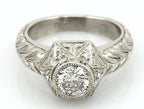 GIA 0.55ct E SI2 round brilliant diamond platinum engagement ring engraved NEW