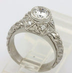 GIA 0.55ct E SI2 round brilliant diamond platinum engagement ring engraved NEW