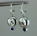 14k white gold and Pilver button pearl sapphire cabochon dangle earrings custom