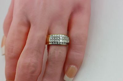 18K YELLOW GOLD 1.93 CTW PRINCESS ROUND DIAMOND WEDDING BAND RING SZ 6.5 ESTATE