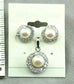 Sterling silver freshwater cultured button pearls CZ stud earrings pendant set