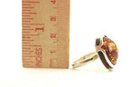 925 STERLING SILVER ROUND AMBER FASHION GEMSTONE RING SIZE 6.25 VINTAGE 7.9g