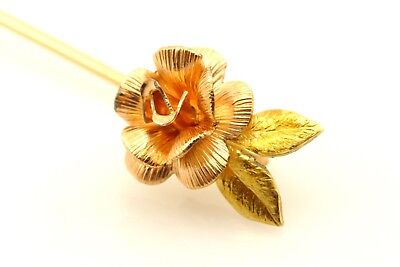 Vintage KREMENTZ STICK PIN Rose Flower Estate gold plated