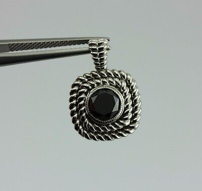14k white gold 1.45ct round black diamond double rope bezel custom pendant new