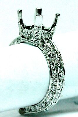 Antique style platinum engagement ring 9mm center 1.40ctw round diamonds size 6
