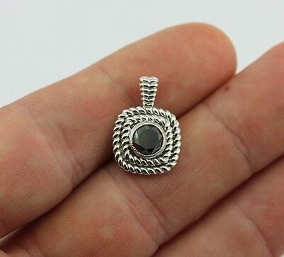 14k white gold 1.45ct round black diamond double rope bezel custom pendant new