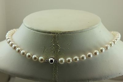 14k white gold 7.5-8mm round white cultured pearl 18" strand string necklace NEW