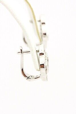 14k white gold .83ctw diamond clover 1/2 inch earrings estate invisible set