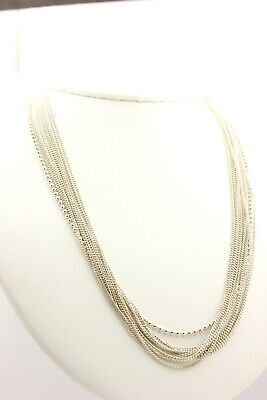 925 STERLING SILVER 18 inch LAYER CHAIN NECKLACE MEXICO BEAD TASSEL CABLE 34.3g